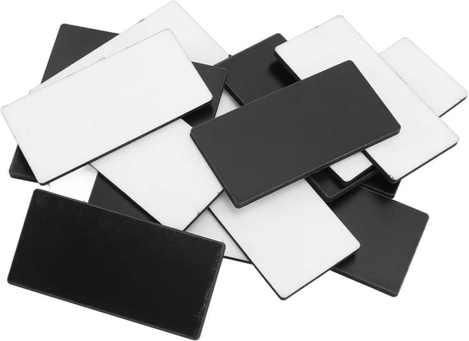Naambadges Set - ID Tags - School Knutselen - Afgeronde Hoeken - 16 Stuks - Naturel MDF