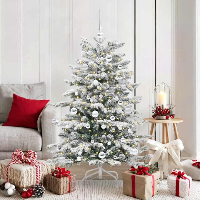 vidaXL - Kunstmatige - Hinged - Kerstboom - Wit - 150 - cm - PE - en - PVC