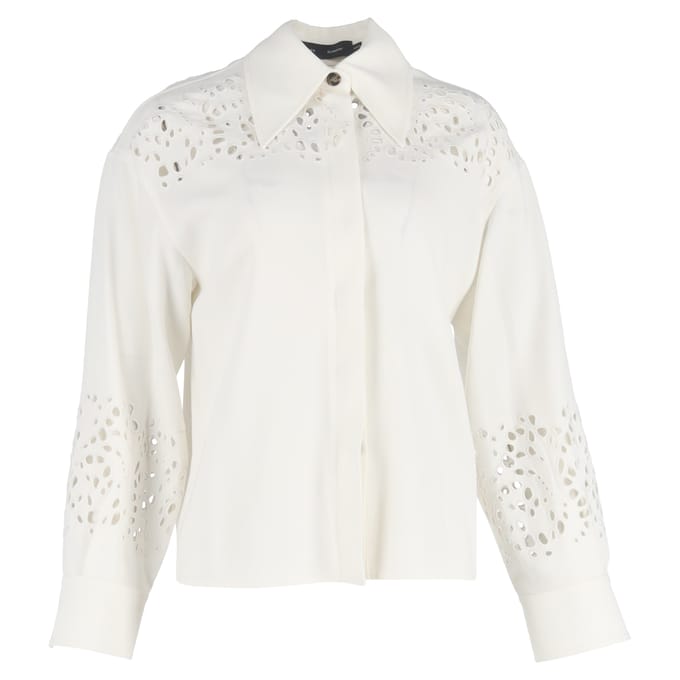 Proenza Schouler Broderie Anglaise crêpe overhemd in wit triacetaat