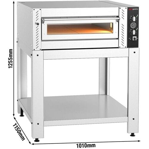 GGM Gastro Elektrische pizzaoven (chamotte bakvloer) - 1010x1150x1255mm - 1 kamer - 6 x Ø30 cm - tot 450°C - Handmatig - incl. onderstel zilver