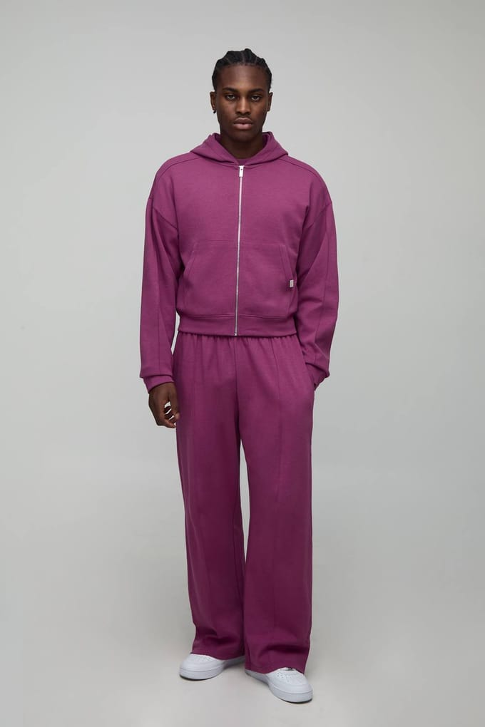 Verkleinde Boxy Premium Interlock Zip-Through Hoodie | Mauve | Size Medium