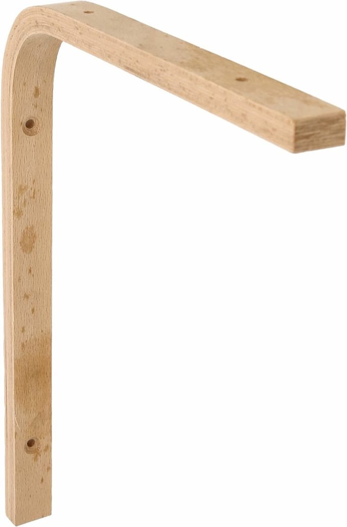 AMIG Plankdrager/planksteun van hout - lichtbruin - H250 x B200 mm - boekenplank steunen