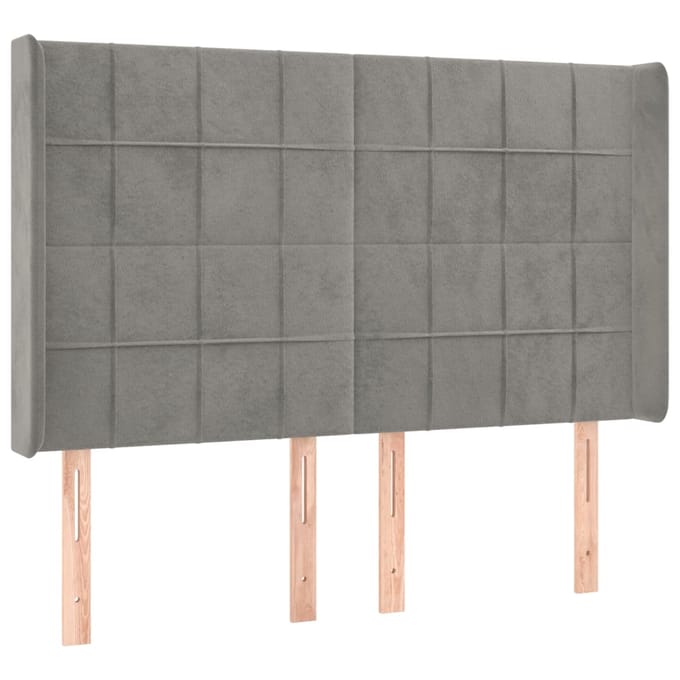 vidaXL - Hoofdbord - LED - 147x16x118/128 - cm - fluweel - lichtgrijs