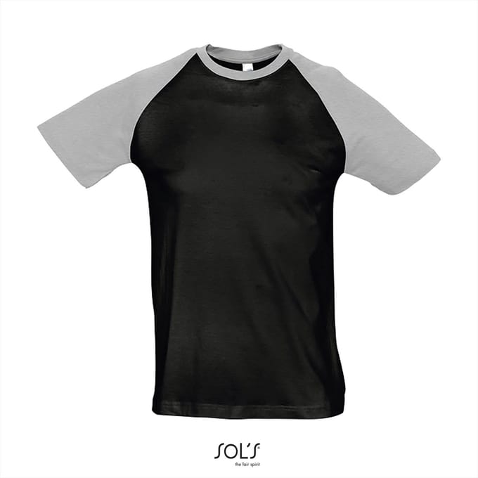 SOL'S Raglan T-Shirt Funky 150 L140 - Black/Grey Melange - M