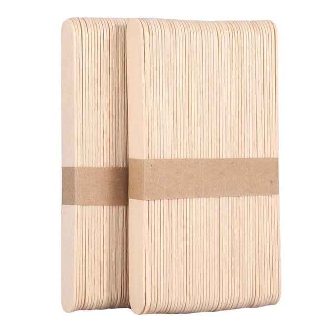 Boîte de 100 pièces Spatule en bois jetable pour épilation Applicateur Cire Abaisse-langue beige