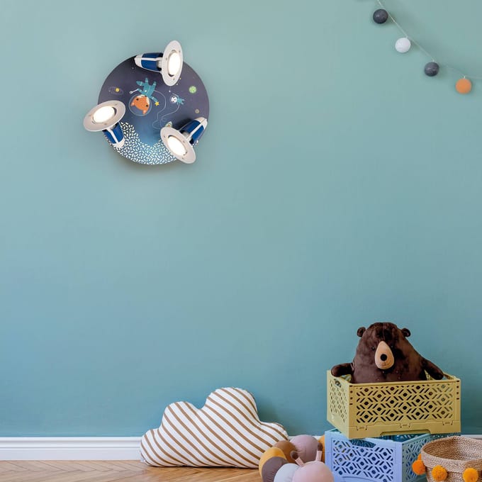 Elobra Rondell Space Mission plafondlamp, blauw