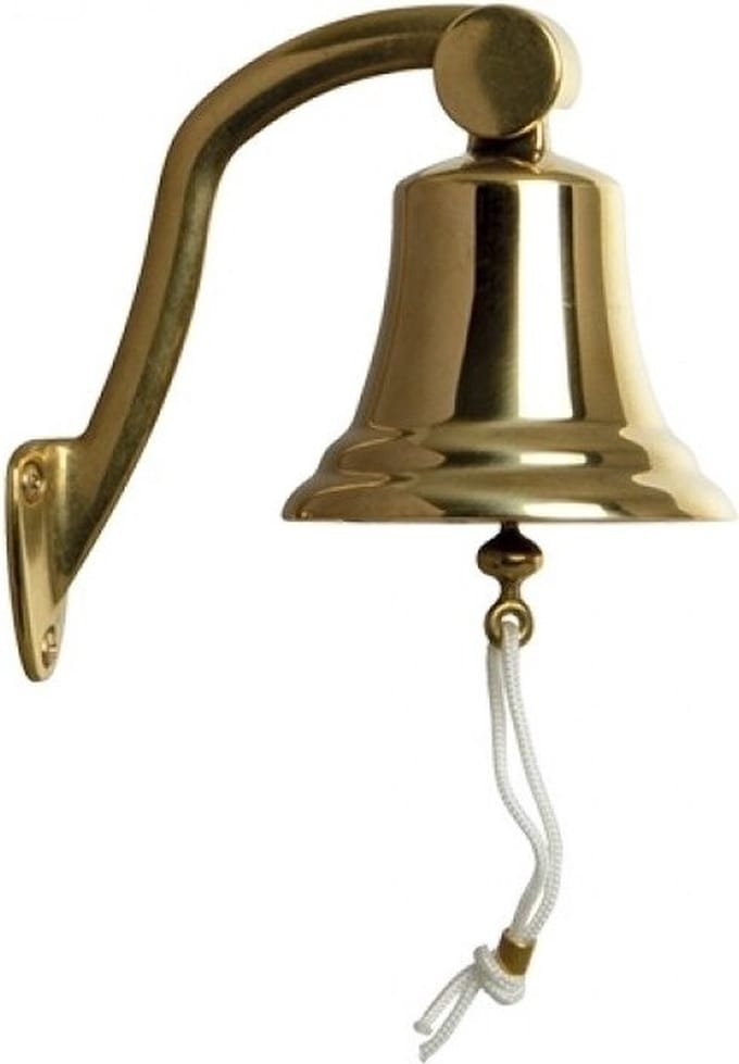 Scheepsbel Messing 10cm, inclusief muurbeugel
