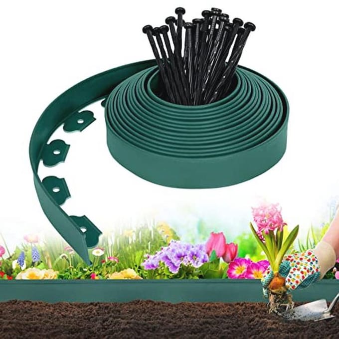 Flexibele kunststoffen gazonrand 20 m voor tuin en decoratie