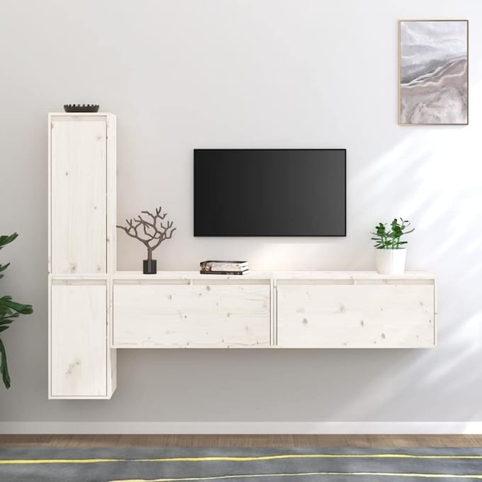 vidaXL - Tv-meubelen - 4 - st - massief - grenenhout - wit