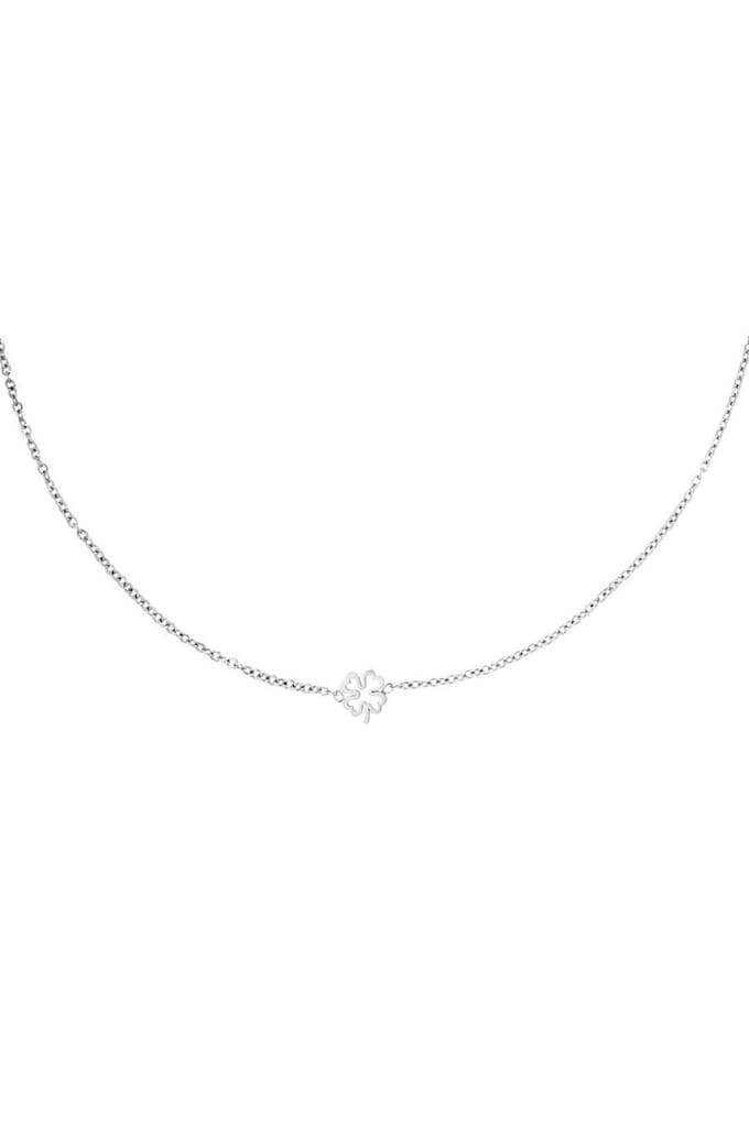 Ketting open klaver - Zilver - Stainless Steel - 37cm + 5cm