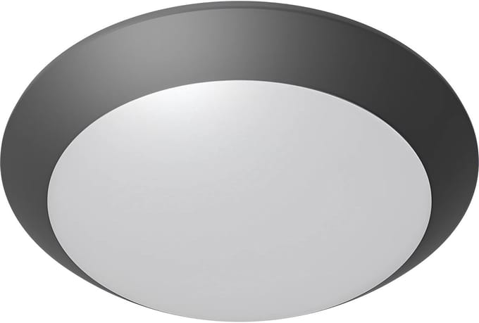 LED Plafondlamp met Sensor - Badkamerlamp - Brinton Aquin - Waterdicht IP65 - E27 Fitting - Opbouw - Rond - Antraciet