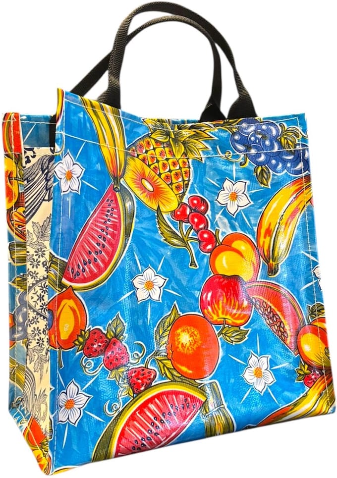 Atelier Du Baj Shopper van Mexicaans tafelzeil ananas blue