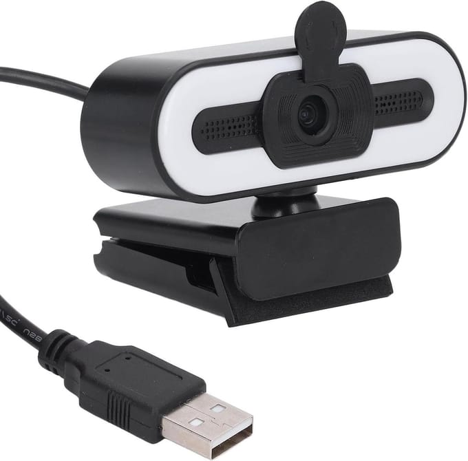USB Webcam, 1080P HD Computer Camera with 3 Colors Light, Microphone, 120 Degree Wide Angle, Auto Focus, Swivel Center Camera for Laptop or Desktop Home Video Conferencing Gaming