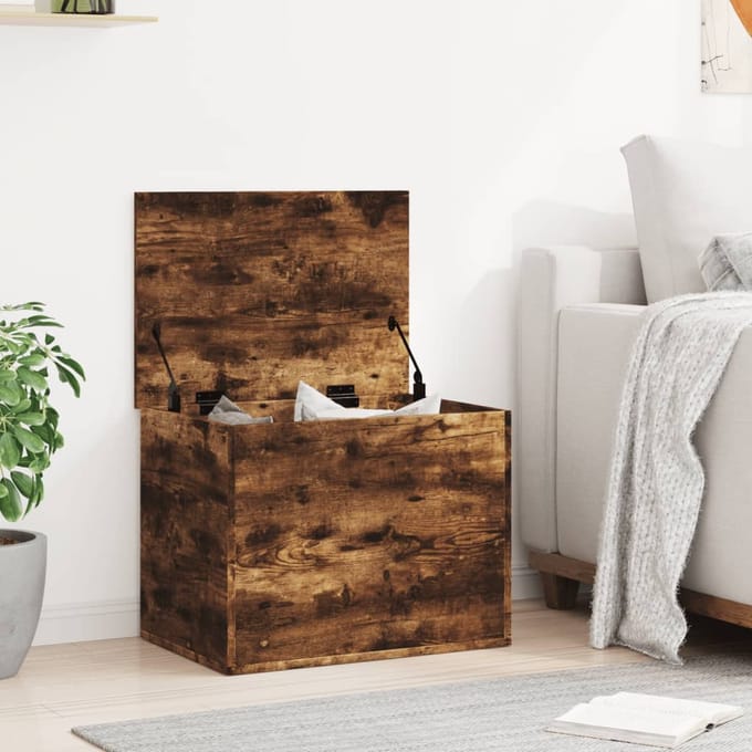 vidaXL - Opbergbox - 60x42x46 - cm - bewerkt - hout - gerookt - eikenkleurig