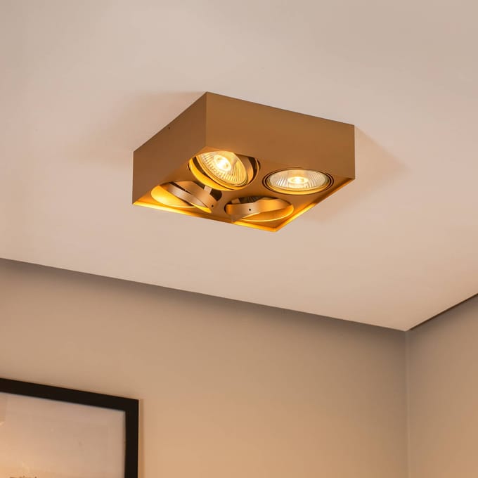 Argon Plafondspot Riesta, goud, 4-lamps