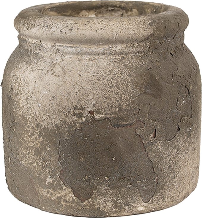 Clayre & Eef Bloempot Ø 17x16 cm Grijs Beige Terracotta