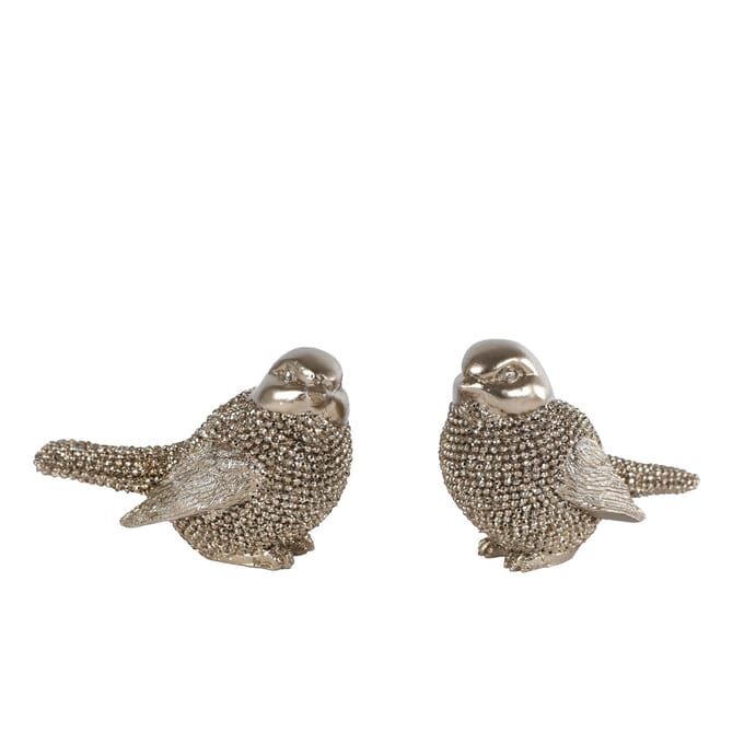 Sculptuur Vogeltje goud 2 assorti 8x4,5x5cm