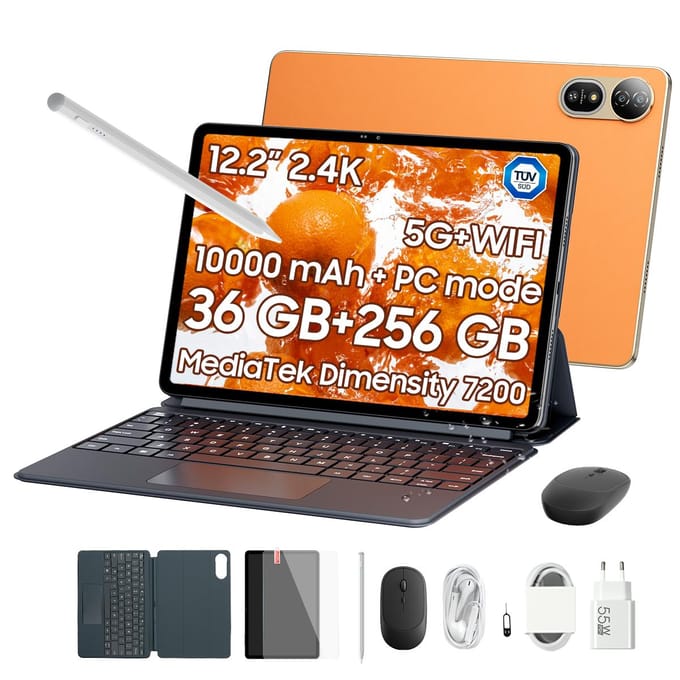 Blackview MEGA 12 - Tablet - Gaming Tablet - Android 16 - 12.2 inch - 36GB RAM - 256GB ROM - 5G Tablet - 10000mAh - Gouden