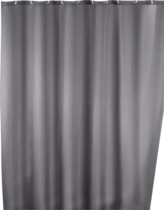 WENKO Anti-schimmel douchegordijn grijs 180x200cm polyester - Inclusief ophangringen - Waterdicht - Wasbaar - Sneldrogend