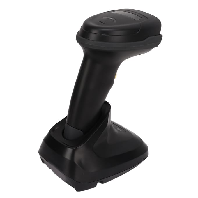 Scanner de codes-barres 2D Bluetooth 2.4G sans fil, portable, avec base de réception et de chargement black