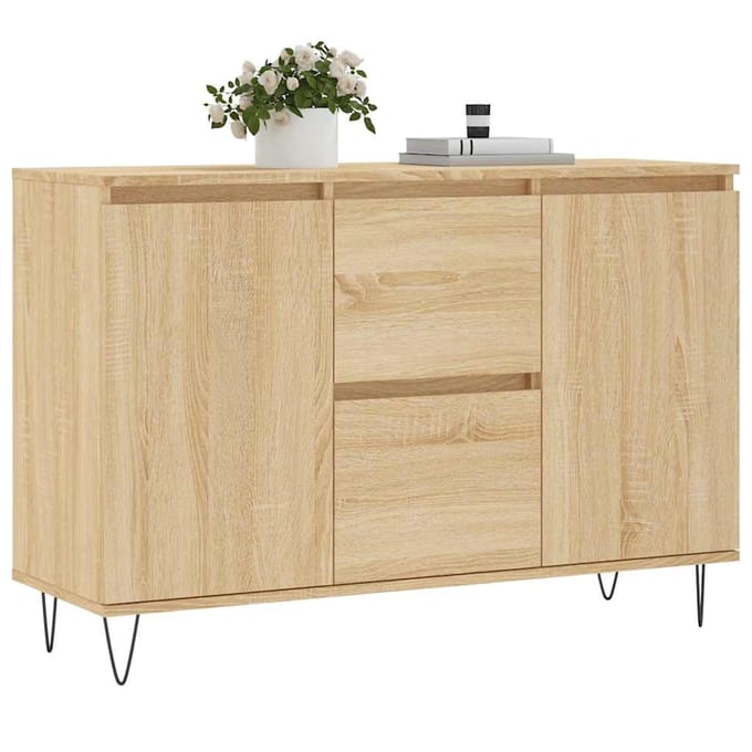 vidaXL - Dressoir - 101,5x35x70 - cm - bewerkt - hout - sonoma - eikenkleurig