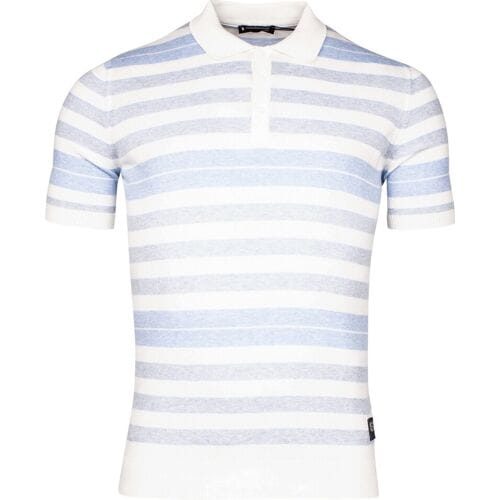Giordano Polo Silvan Knitted Melange 3-Button Collar Stripe Navy / male