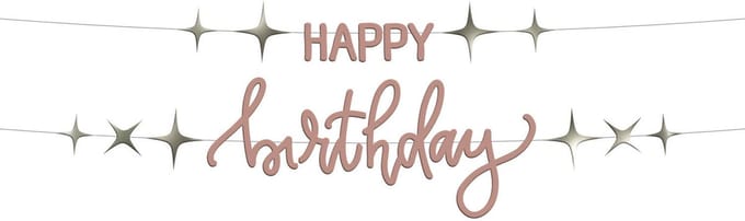 Folat - Letterslinger Set - HAPPY birthday Crème Rose (1 meter)
