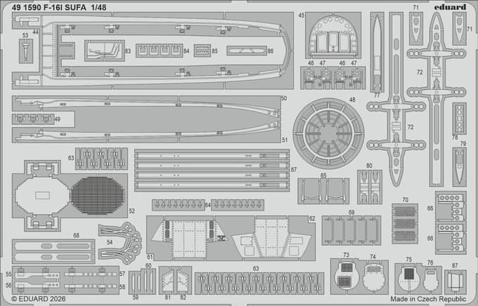 Eduard Modelbouwdecoratie - 491590 Sp - Accessoires Set voor Lockheed Martin F-16I Sufa - Photo-etch