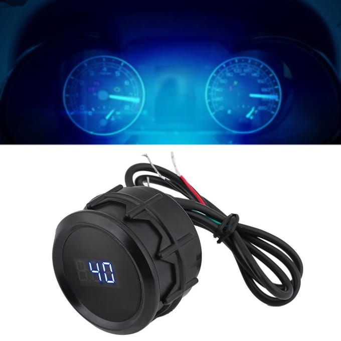 2 Inch 52mm Auto Blauwe LED Digitale Watertemperatuurmeter Kit met Temperatuursensor Zwart black