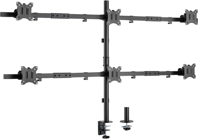 InLine bureaubeugel voor 6 monitoren tot 32 inch | 2x crossbar | full motion