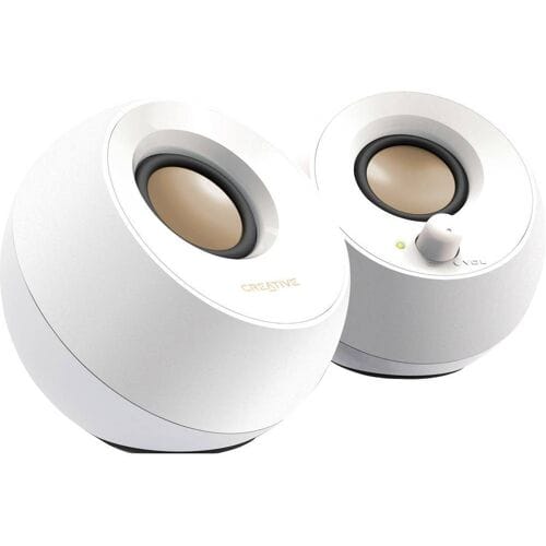 Creative Pebble luidspreker voor PC en laptops (Wit) - Moderne USB-aangedreven desktop 2.0 luidsprekersysteem voor computers en laptops