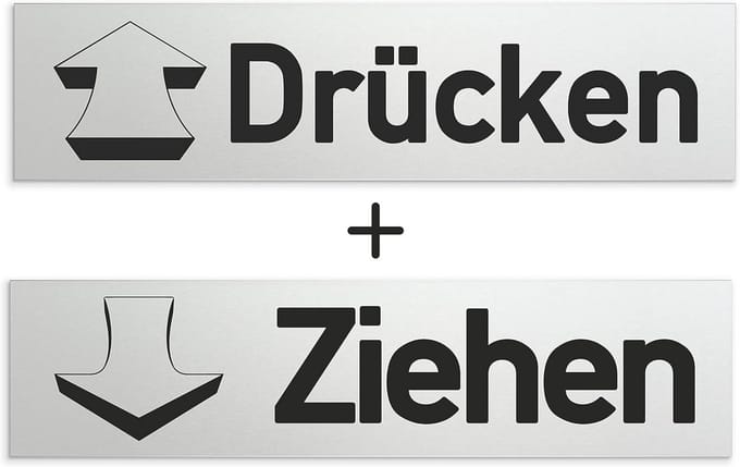 Aluminium Deurbordje Set met Druk en Trek 160 x 40 mm - Zelfklevend