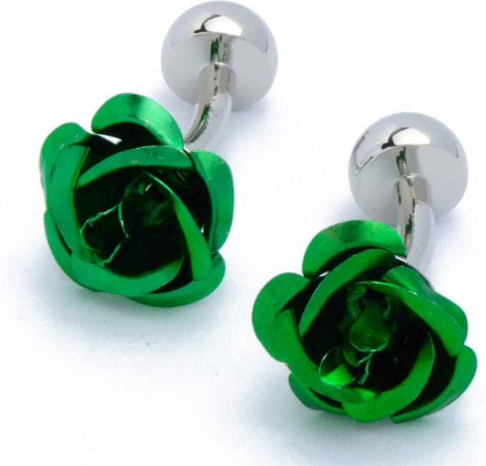 Manchetknopen - Groene Roos Bloemen