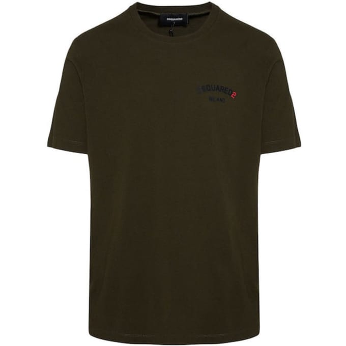Dsquared2 Regular Fit T-shirt Met Rubberen Logo In Militaire Groene Kleur