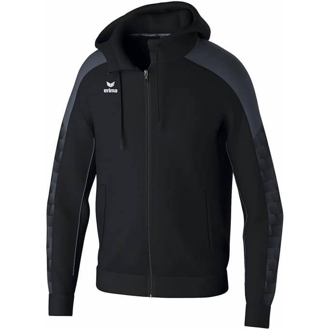 Erima Evo Star Trainingsjack Met Capuchon Heren - Zwart / Slate Grey | Maat: L