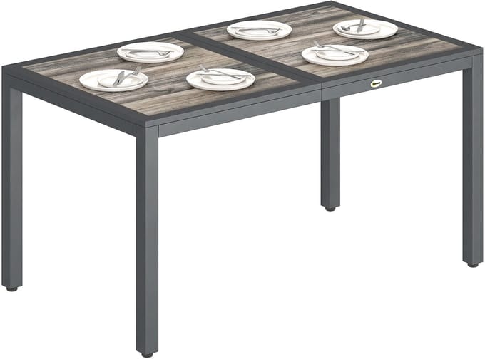 Outsunny tuintafel - gegalvaniseerd staal, PSPC - 140 x 80 x 72 cm - donkergrijs