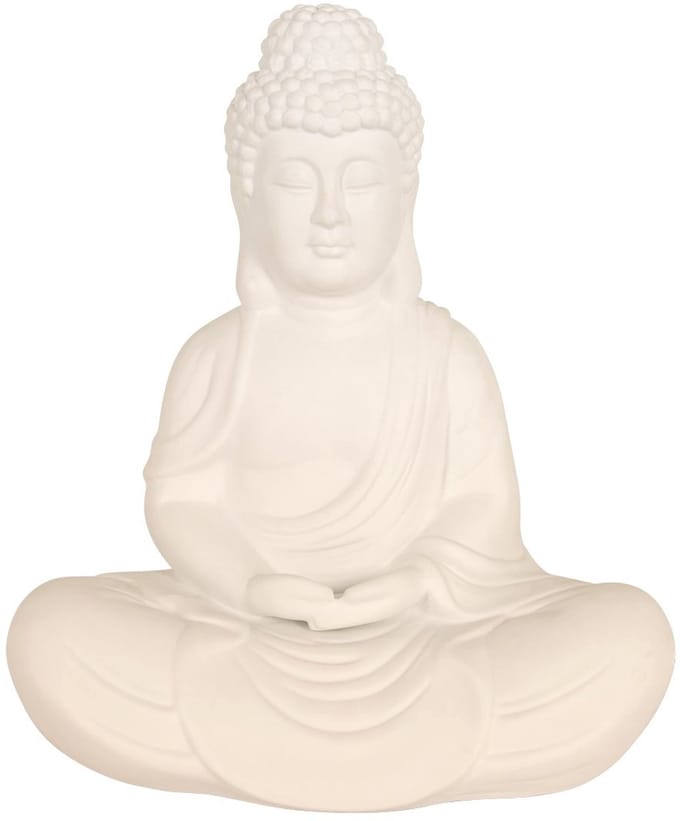 Tafellamp Jazz 3107W - Witte keramieken Boeddha met E14 fitting, hoogte 30 cm en diameter 25 cm - Anne Light