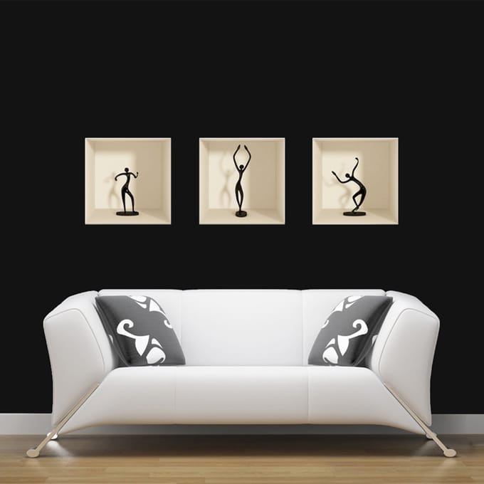 Sticker met 3D-effect van dansersfiguurtjes, 30 x 90 cm
