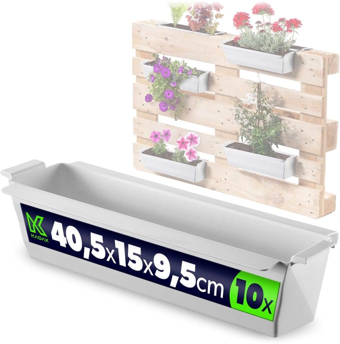 KADAX Bloempot voor Europallets, wit, verpakking van 10 stuks