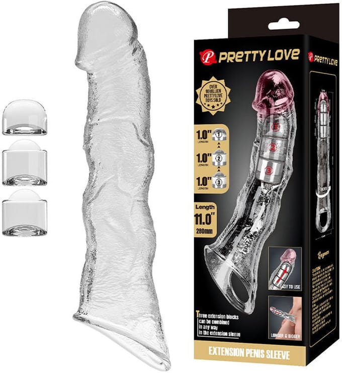 Pretty Love - Verlengende Penis Sleeve - 28 cm - Transparant