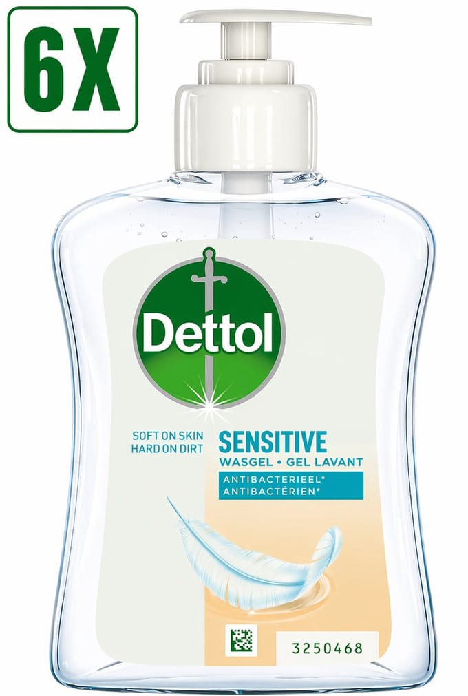 6 x Dettol Handzeep Gevoelige Huid - 250 ml