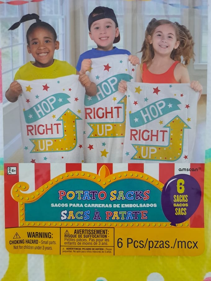 Amscan Loopzakken Multicolor 6 Stuks - zaklopen - potato sacks