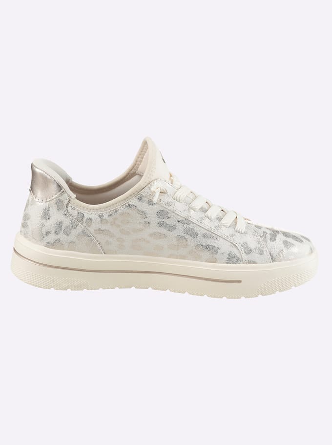 Jana Step In dames sneakers met H leest wit zilver - Maat 37 - Uitneembare zool