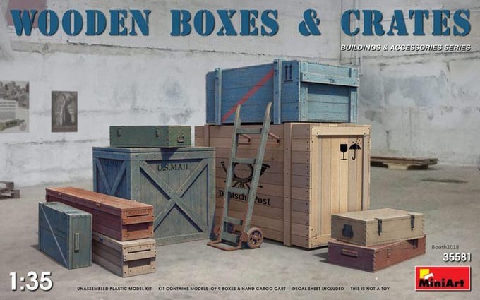 MiniArt Modelbouwpakket Militaire voertuigen - 35581 Wooden boxes - Crates Plastic - 1:35 - Modelbouw