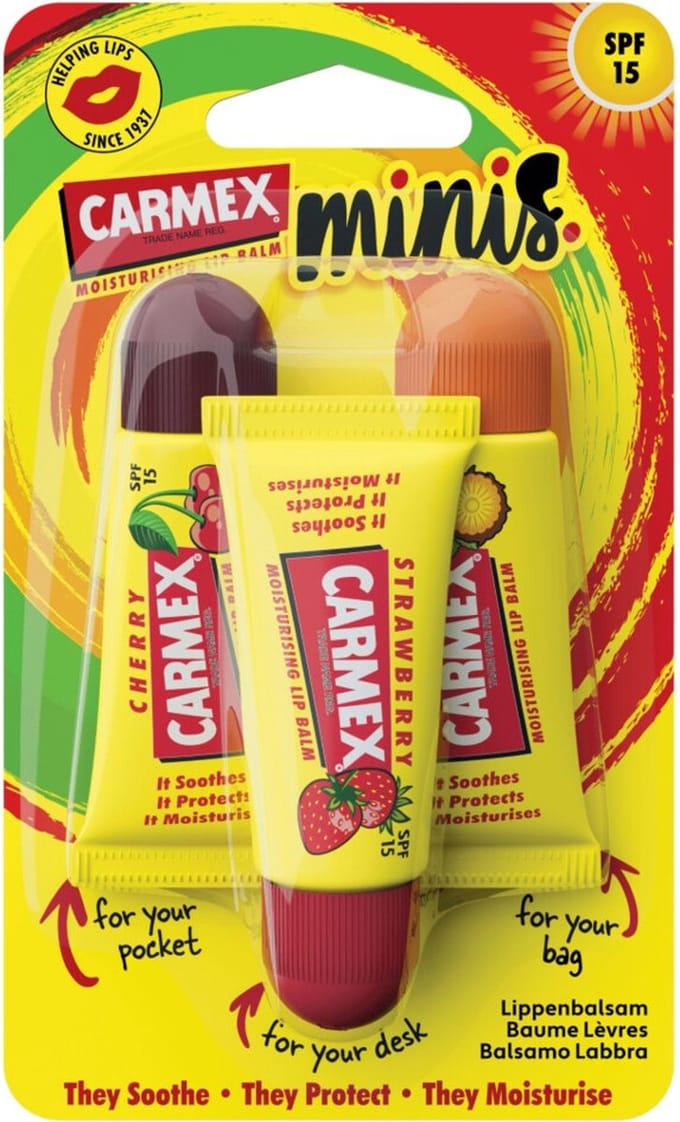Carmex Lippenbalsem Mini's Assorted SPF15 Tube 3-Pack - 3 stuks