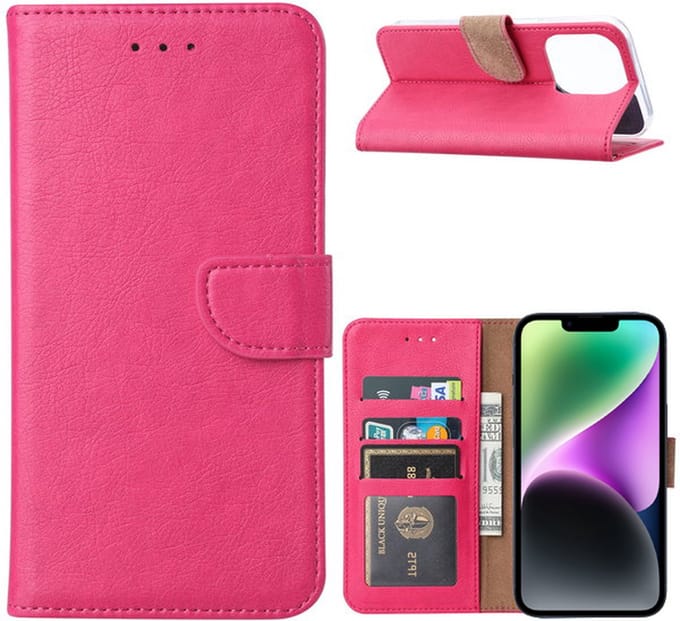 iPhone 14 hoesje bookcase hoes - Arara book case hoesje voor iPhone 14 - Roze
