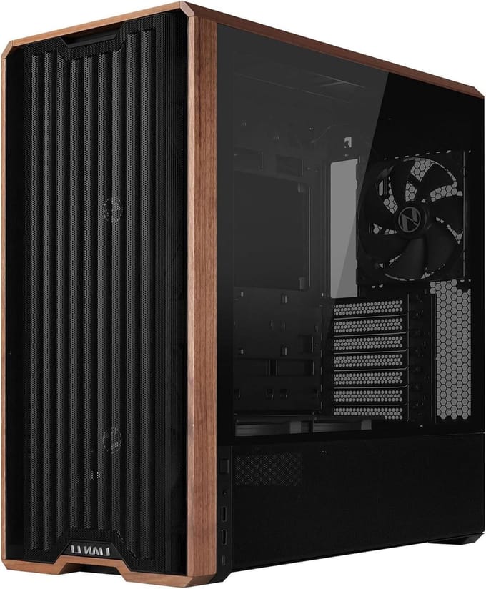 PC Behuizing - Middentoren Kast - Gaming Setup - Walnoothout Accenten - Mid Tower - Zwart