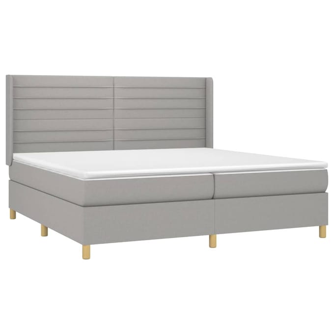 vidaXL - Boxspring - met - matras - stof - lichtgrijs - 200x200 - cm