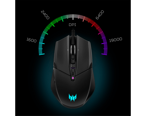 Acer Predator Cestus 335 Gaming Mouse – Gaming Muis – 19.000 DPI – Verlichting – USB Bedraad – Ergonomisch - Zwart