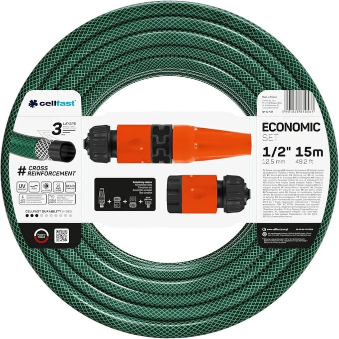 Tuinslang Set - Waterslang Sproeien - Gazon Water Geven - Compleet Met Koppelingen - 15 Meter Lengte